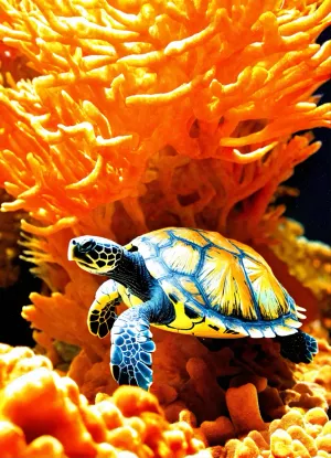 Turtle Among Vibrant Coral