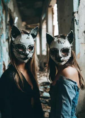 Masked Figures in Abandoned Space