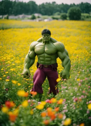Hulk in a Flower Field